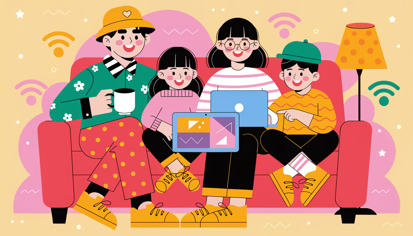 家族で光回線を楽しむイメージ